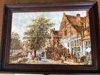 Handgeschilderd Tegel Tableau met Lijst - 53x38 cm, Antiek en Kunst, Ophalen of Verzenden
