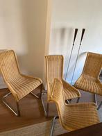 Vintage buisframe riet stoelen, Huis en Inrichting, Stoelen, Ophalen, Gebruikt, Bruin, Vier