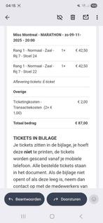 Miss montreal, Tickets en Kaartjes, Twee personen, November, Levenslied