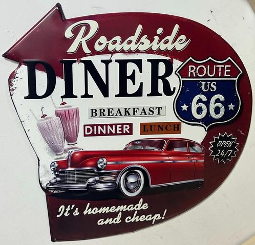 Roadside Diner route 66 auto reclamebord van metaal wandbord, Huis en Inrichting, Woonaccessoires | Wanddecoraties, Nieuw, Ophalen of Verzenden