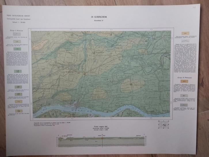 109 / Geologische kaart uit 1936 Gorinchem kwartblad IV, Boeken, Atlassen en Landkaarten, Zo goed als nieuw, Landkaart, Nederland