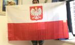Grote vlag Polen met logo (150x90cm), Diversen, Vlaggen en Wimpels, Ophalen of Verzenden, Nieuw