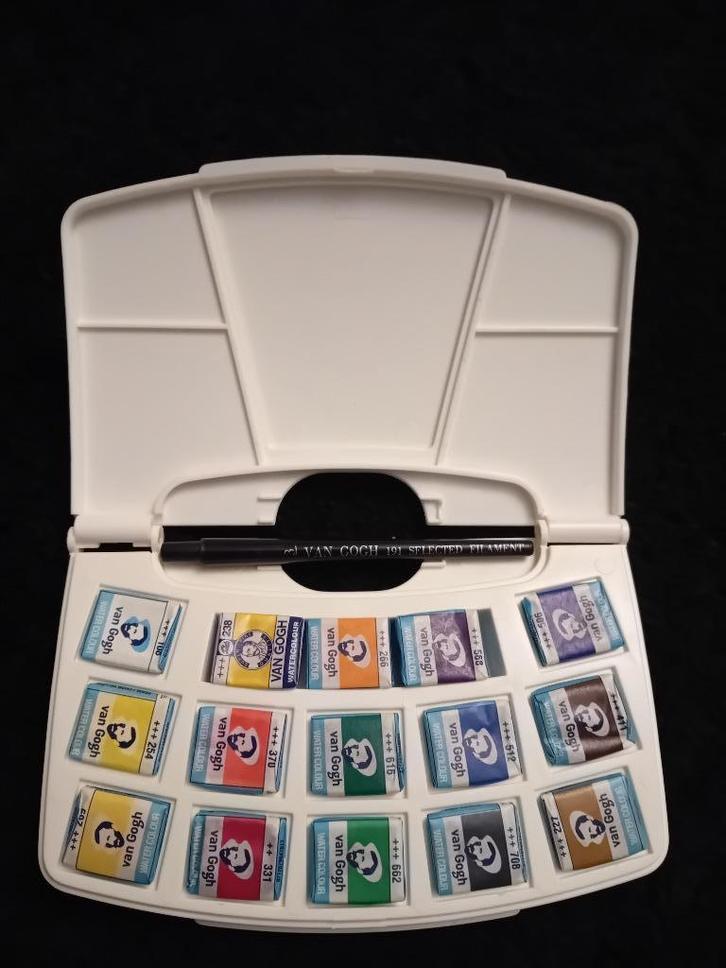 Van Gogh Aquarelverf – Set 24 halve napjes (plastic etui), Hobby en Vrije tijd, Schilderen, Nieuw, Waterverf, Ophalen of Verzenden