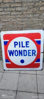 Prachtig oud emaillebord Pile Wonder Emaillerie Strasbourg, Ophalen, Zo goed als nieuw, Reclamebord
