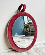 Vintage ovale spiegel met velvet rode lijst, Antiek en Kunst, Antiek | Spiegels, Minder dan 100 cm, Ophalen of Verzenden, Ovaal