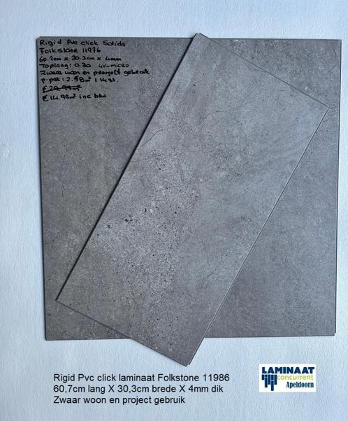 Rigid Pvc click Tegel Folkstone Leisteen Grijs €14,95m2, Huis en Inrichting, Stoffering | Vloerbedekking, Nieuw, Laminaat, Grijs