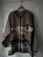 Vintage retro  geborduurd huisje paddestoelen wollen vest XL, Ophalen of Verzenden, Zo goed als nieuw