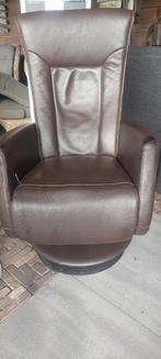 Verstelbare leren draaistoel met verhoging, Huis en Inrichting, Fauteuils, Ophalen, Gebruikt, 75 tot 100 cm, Metaal