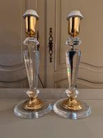 Set lampenvoeten Hollywood Regency, twee schemerlampen VdlM, Overige materialen, Hotel Chique, messing plexiglas 2 lampen seventies jaren 70 goud