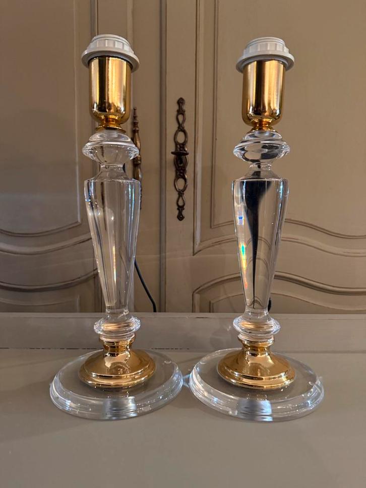 Set lampenvoeten Hollywood Regency, twee schemerlampen VdlM, Huis en Inrichting, Lampen | Tafellampen, Zo goed als nieuw, Minder dan 50 cm