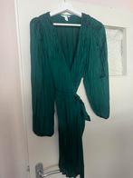 H&M Smaragdgroen Plissé Overslag Jurkje, H&M, Ophalen of Verzenden, Maat 36 (S), Gedragen