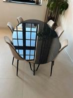 Marmer keramiek eettafel plus 6 stoelen van kas20 - 220x110, Ophalen, Gebruikt, 4 tot 6 stoelen
