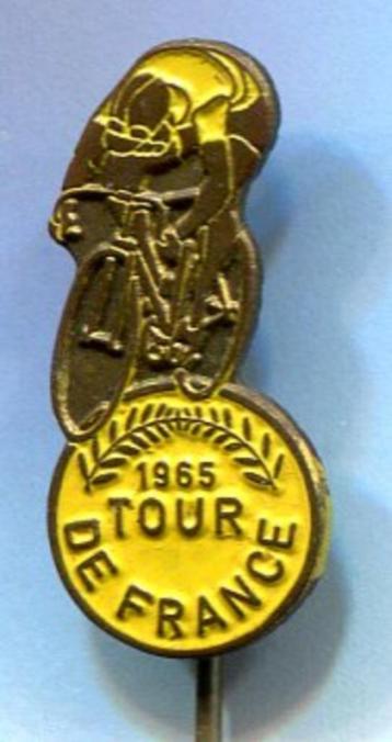 1965 Tour de France geel op koper wielrenner speldje( Z_202) beschikbaar voor biedingen