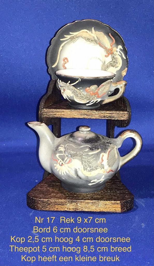 Mini porseleinen theeserviesje, Verzamelen, Porselein, Kristal en Bestek, Zo goed als nieuw, Kop en/of schotel, Porselein, Ophalen of Verzenden
