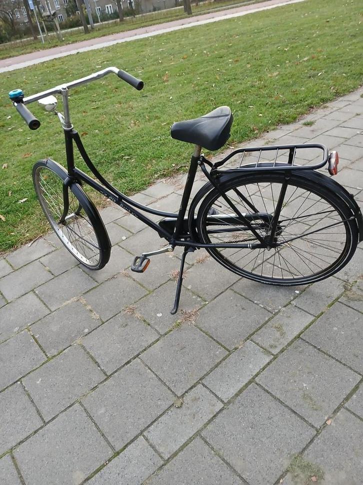 Zwarte Omafiets met terugtraprem, Fietsen en Brommers, Fietsen | Dames | Omafietsen, Gebruikt, 53 tot 56 cm, Handrem, Versnellingen