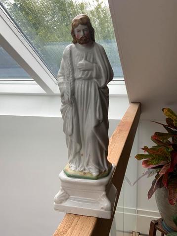 Antiek 19e eeuws Porseleinen Beeld Heilige Sint Joseph beschikbaar voor biedingen