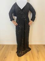 Zwarte avondjurk met glitters - Maat S/M, Ophalen of Verzenden, Zo goed als nieuw, Maat 38/40 (M), Zwart