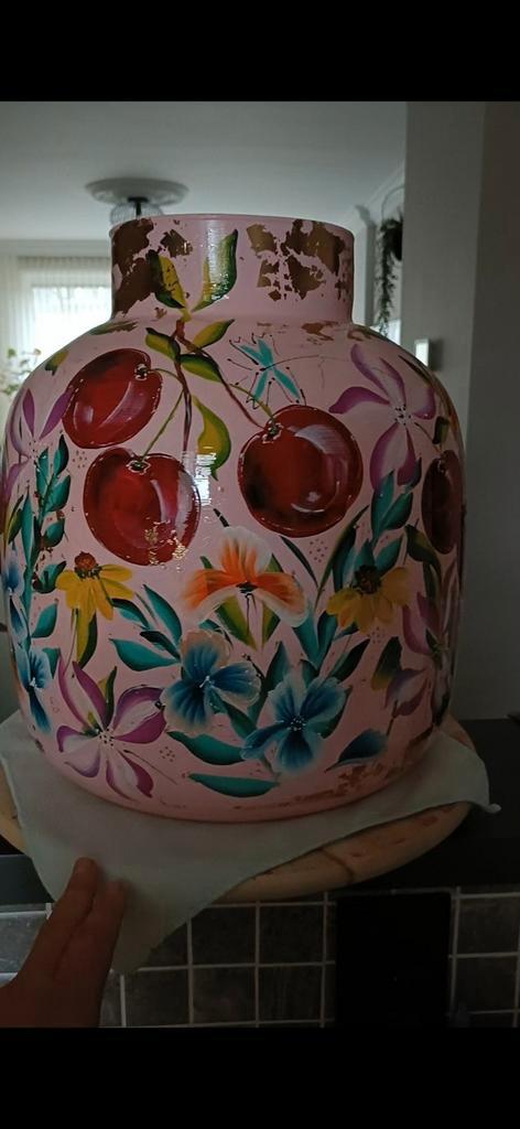 Handgeschilderde Vaas - 40x35cm, Huis en Inrichting, Woonaccessoires | Vazen, Ophalen of Verzenden