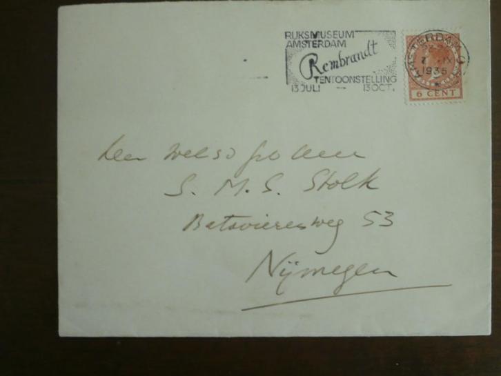 NL 1936; Env. stempel REMBRANDTTENTOONSTELLING, Postzegels en Munten, Brieven en Enveloppen | Nederland, Envelop, Verzenden