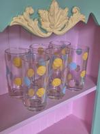 Vintage jaren 70 Nutella pastel pola dot drinkglazen, Ophalen of Verzenden