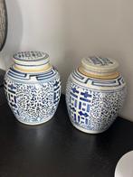 Antieke blauw witte gember potten, Blauw, Aardewerk of Porselein, Ophalen of Verzenden, Zo goed als nieuw
