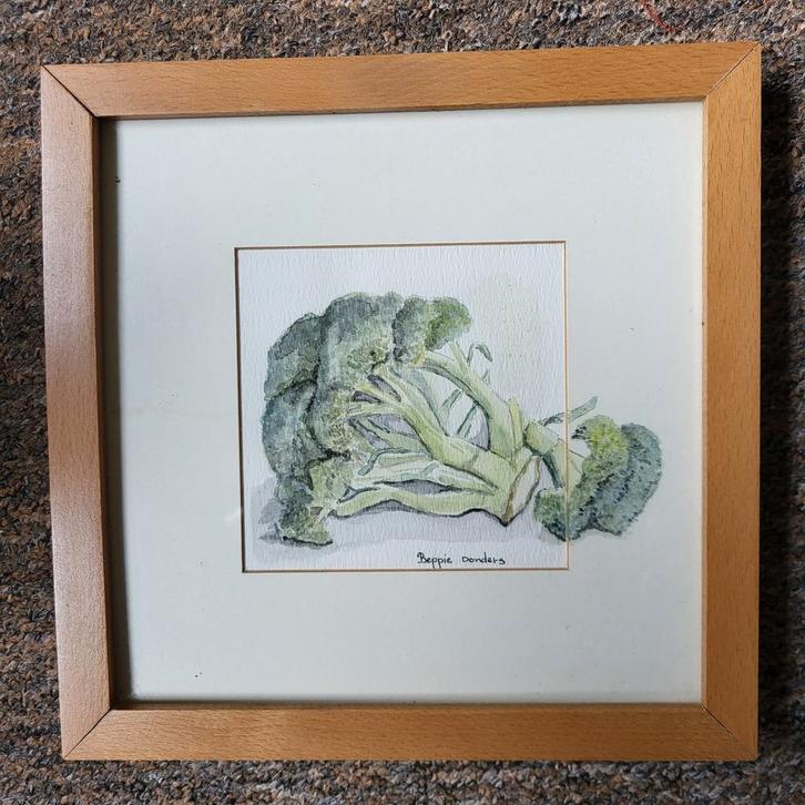 3 Leuke Groente Schilderijtjes - B. Donders, Huis en Inrichting, Woonaccessoires | Schilderijen, Tekeningen en Foto's, Schilderij
