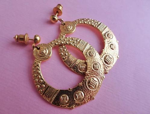 jwg Vintage 70s oorringen oorbellen goud klr bohemian boho, Sieraden, Tassen en Uiterlijk, Antieke sieraden, Oorbellen, Overige materialen