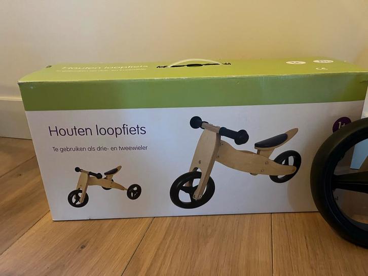Houten loopfiets (als twee of driewieler), Kinderen en Baby's, Speelgoed | Buiten | Voertuigen en Loopfietsen, Zo goed als nieuw