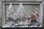 XXL 3D Kerst Schilderij met Kerstbomen Hert & Licht 117 x 78, Ophalen, Zo goed als nieuw