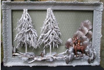 XXL 3D Kerst Schilderij met Kerstbomen Hert & Licht 117 x 78 beschikbaar voor biedingen