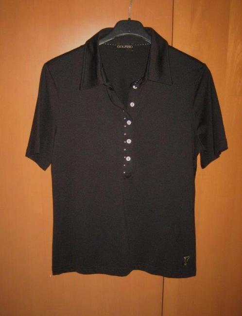 Zeer mooi diepzwart poloshirt met studs GOLFINO 40 snazzeys, Kleding | Dames, T-shirts, Nieuw, Maat 38/40 (M), Zwart, Korte mouw