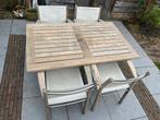 Gloster tuinset tafel en 4 stoelen, Tuin en Terras, Tuinset, Eettafel, Gebruikt, Ophalen of Verzenden