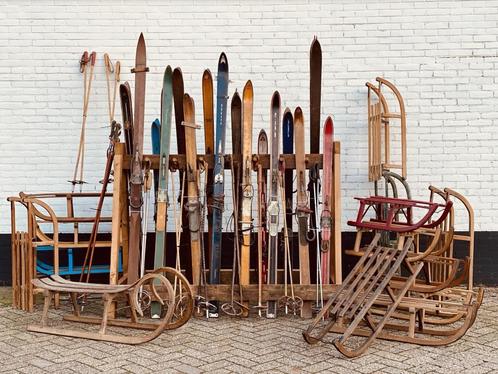 Vintage ski, Houten skies, Oude houten skies, Antiek en Kunst, Curiosa en Brocante, Ophalen