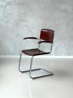Bremshey & Co sledestoel vintage buisframe stoel Bauhaus, Gebruikt, Bruin, Ophalen of Verzenden, Eén