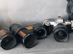 NIKON analoge fotocamera complete set incl div. lenzen etc!, Audio, Tv en Foto, Fotocamera's Analoog, Ophalen, Zo goed als nieuw
