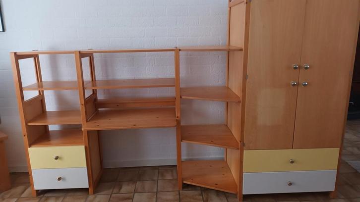 Kinderkamer Lundia ladenkast 4 delig gelakt, Huis en Inrichting, Kasten | Overige, Gebruikt, Ophalen