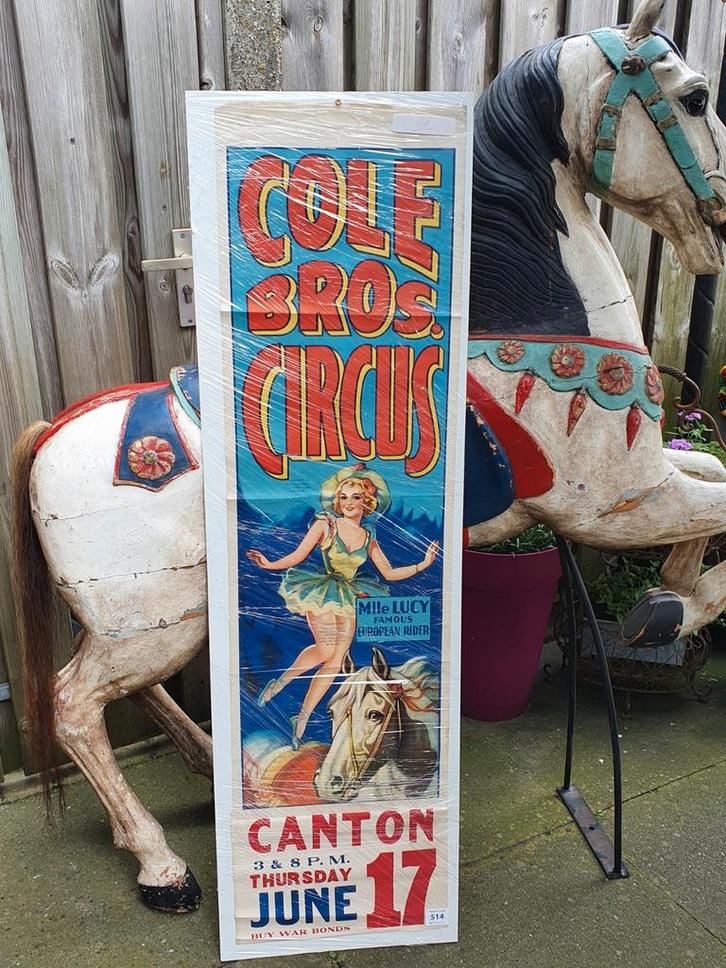 Vintage Cole Bros. Circus Poster, Antiek en Kunst, Antiek | Overige Antiek, Ophalen