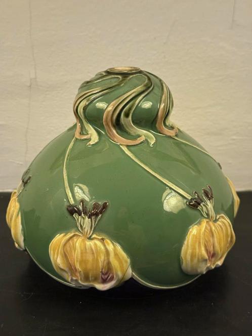 Antieke lampenkap met jugenstil Bloemmotief, Antiek en Kunst, Antiek | Lampen, Ophalen of Verzenden