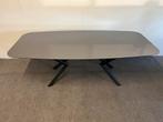 Deens ovale eettafel HPL glans grijs 220x105, 100 tot 150 cm, 200 cm of meer, Ophalen of Verzenden, Zo goed als nieuw