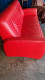 Rood leren bank van Montel. 2,5 zits, Ophalen, Tweepersoons, Zo goed als nieuw, 200 tot 250 cm