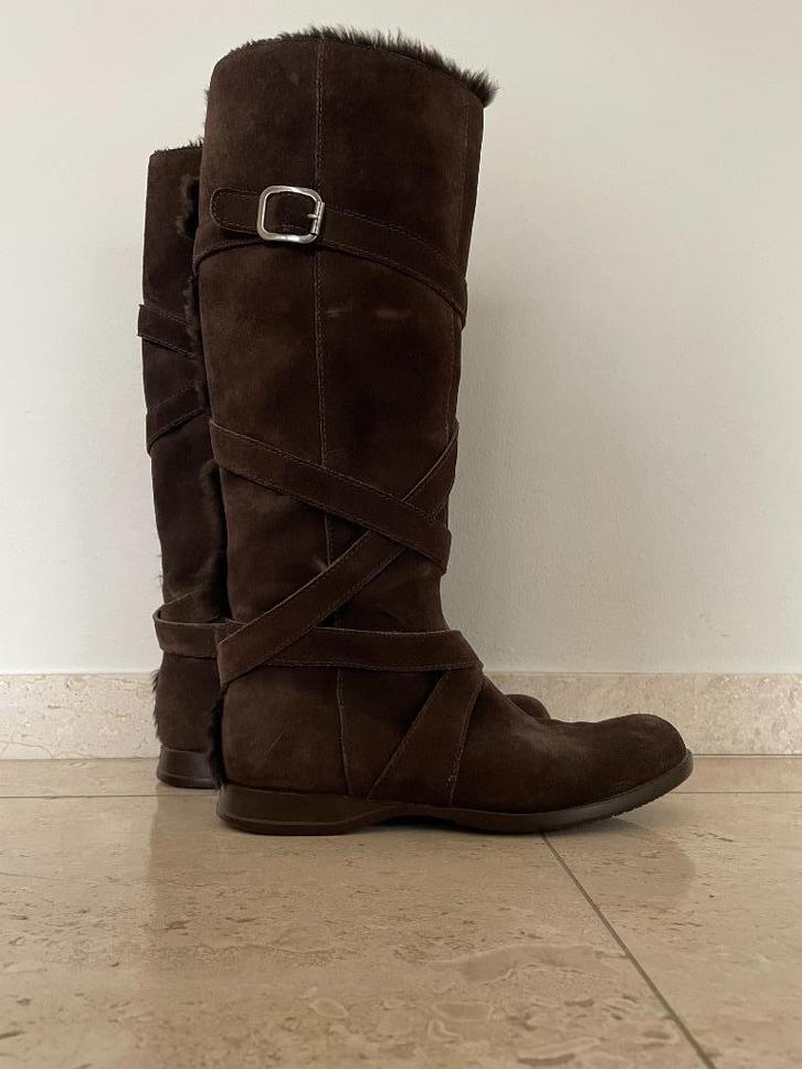 HOGAN: z.g.a.n. hoge suède laarzen maat 38, Kleding | Dames, Schoenen, Zo goed als nieuw, Hoge laarzen, Bruin, Verzenden