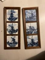 6 Delftsblauwe tegels ingelijst 1 losse tegel, Antiek en Kunst, Ophalen