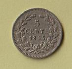 Zilveren 5 Cent Koning Willem 3 Uit 1855, Postzegels en Munten, Munten | Nederland, Koning Willem III, Verzenden, Zilver, Losse munt