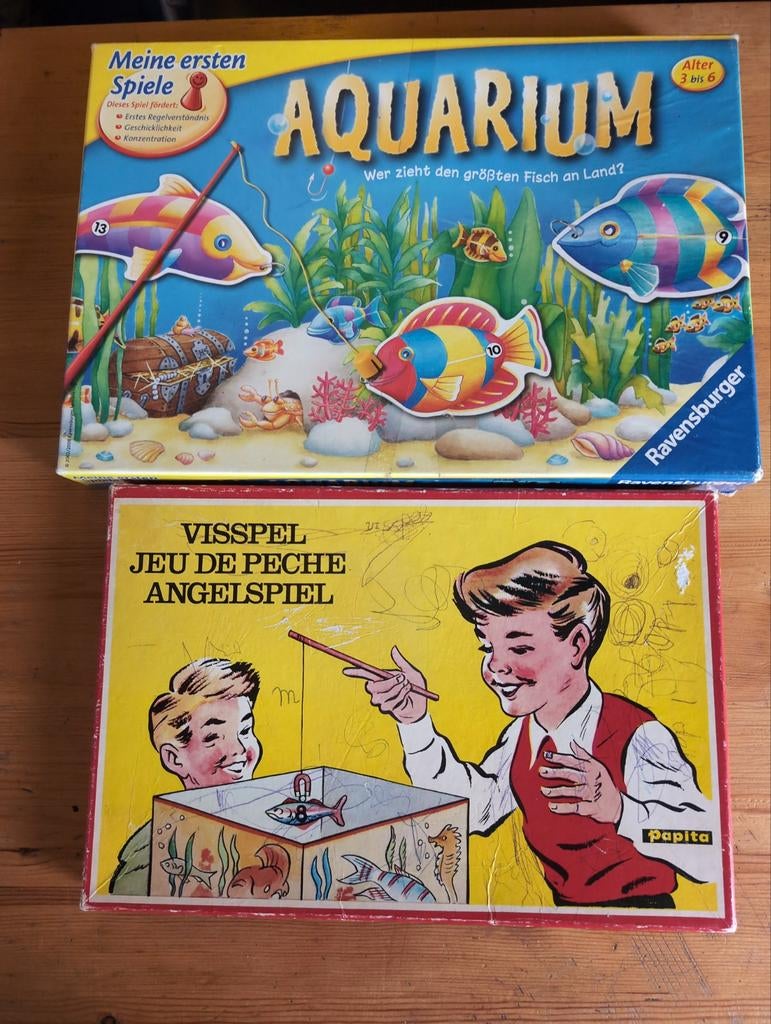 Twee vintage aquarium visspellen Papita en Ravensburger, Hobby en Vrije tijd, Gezelschapsspellen | Overige, Ophalen of Verzenden