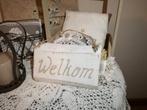 Houten paneeltje "welkom" brocante shabby chic, Verzenden
