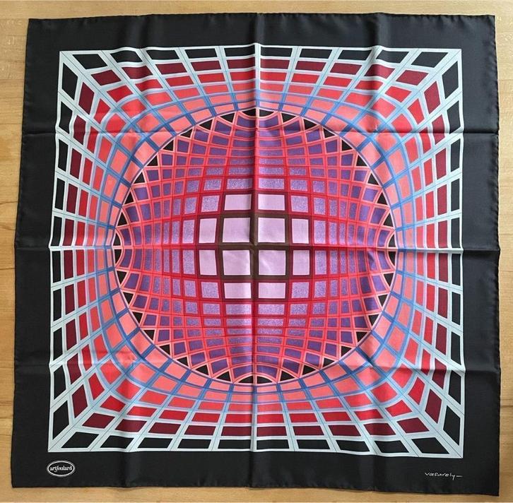 Victor Vasarely Zijden Foulard Sjaal In Doos, Antiek en Kunst, Kunst | Designobjecten, Ophalen of Verzenden