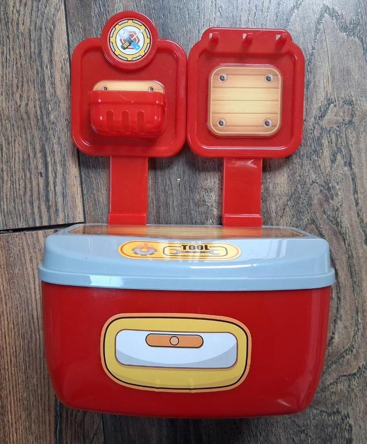 Plastic speelgoed gereedschapskistje met gereedschap, Kinderen en Baby's, Speelgoed | Educatief en Creatief, Zo goed als nieuw