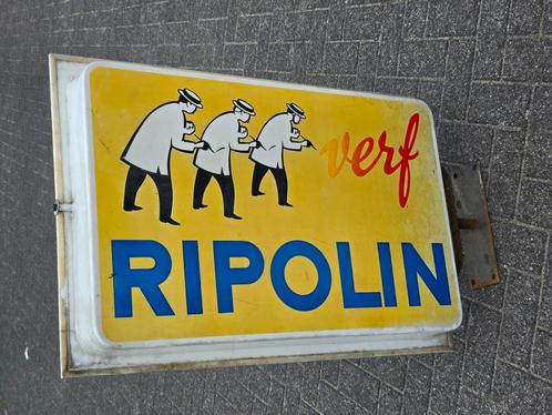 Ripolin Verf Dubbelzijdig Lichtreclame Afmetingen 90 / 58 cm, Verzamelen, Merken en Reclamevoorwerpen, Gebruikt, Lichtbak of (neon) lamp