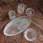 Antiek geslepen glas onderzetter schaal theelicht kannetje, Antiek en Kunst, Antiek | Glas en Kristal, Ophalen of Verzenden