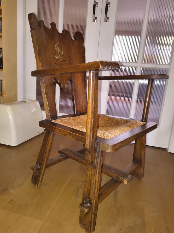 ambachtelijke stoel, Huis en Inrichting, Stoelen, Gebruikt, Eén, Hout, Riet of Rotan, Bruin, Ophalen